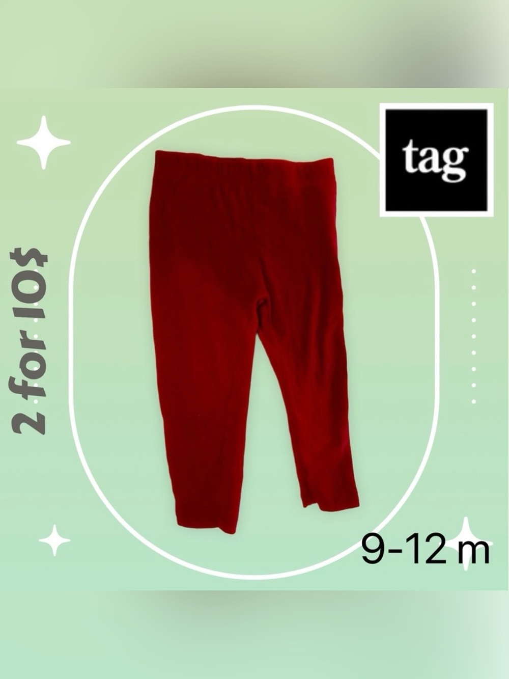 🌈 2/10$ 🇨🇦👍GUC TAG | 9 m | Unisex Baby Burgundy Leggings